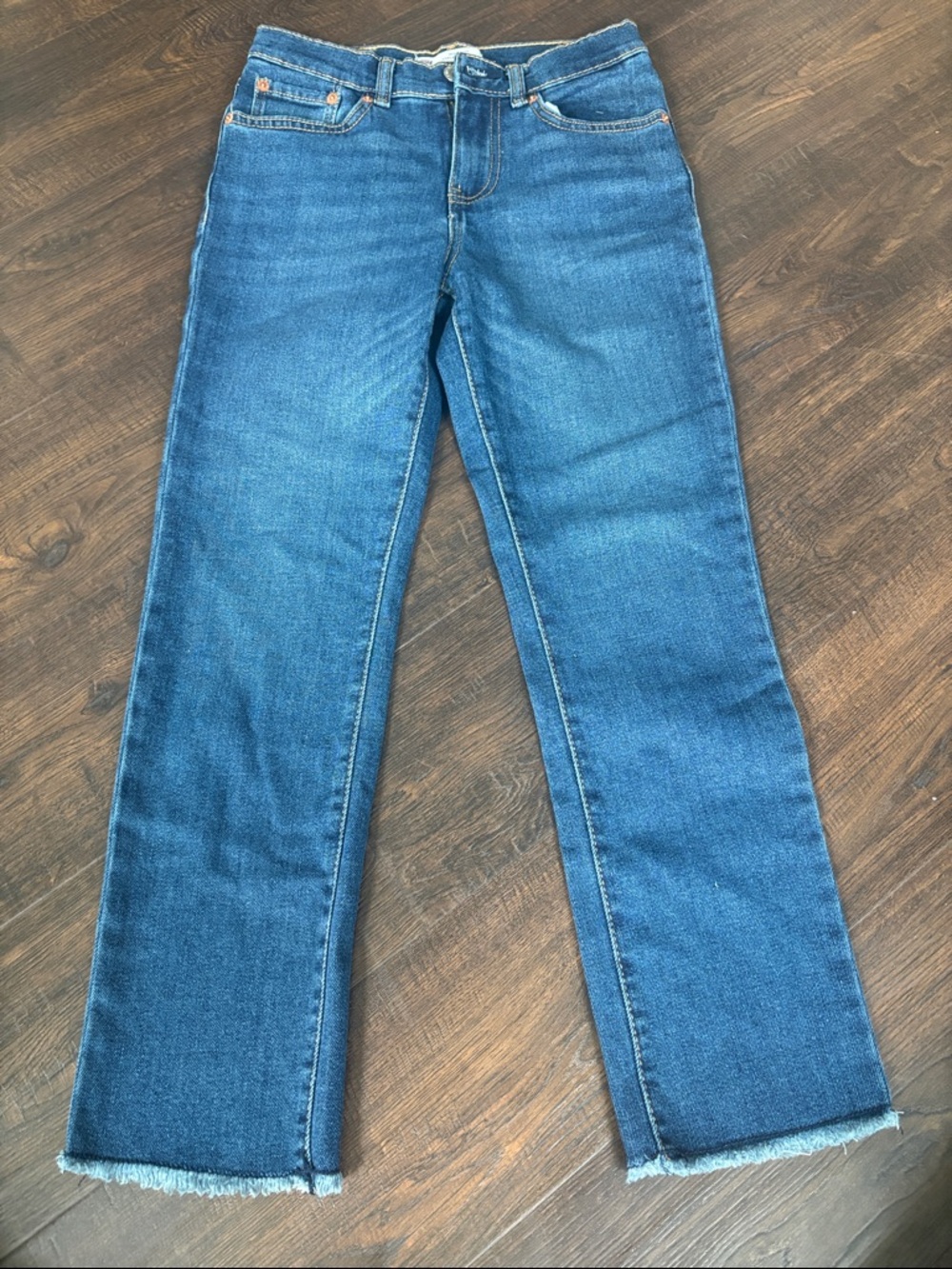 LEVIS NWT Girls reg 12 High Rise Ankle Straight Leg Blue Jeans frayed bottom